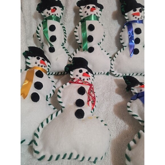 10 Homemade Felt Snowmen 8-9" Tall Christmas Winter Decor Ornaments - Picture 4 of 7